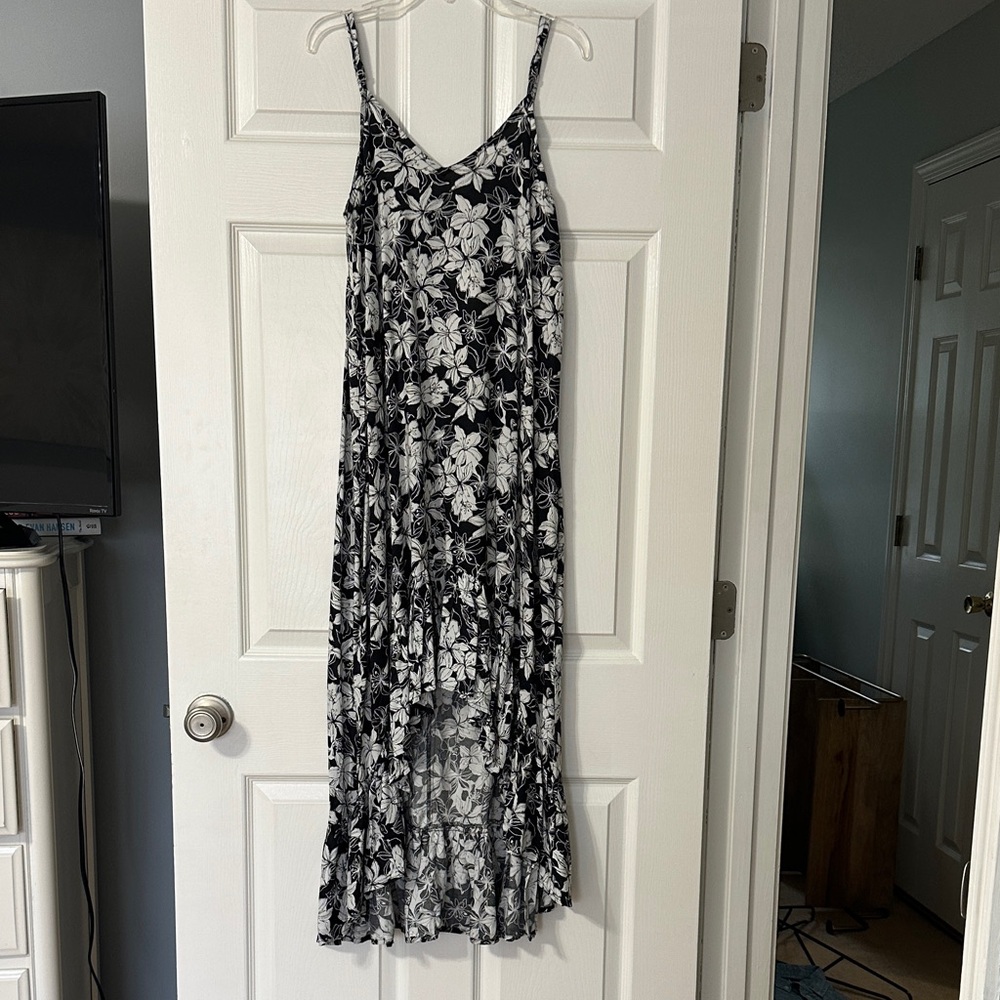Floral Black and White Beach Cover  Up